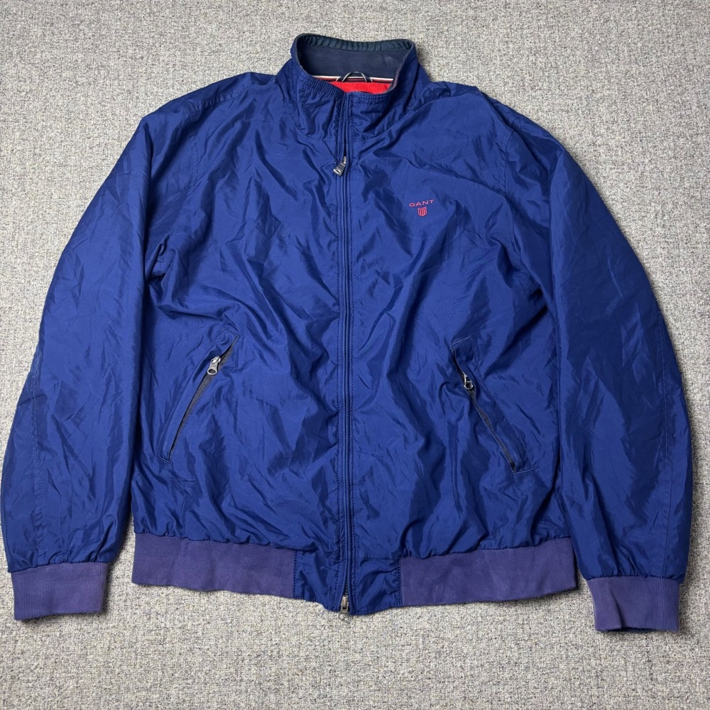 Gant Jacket Mens XL Blue The Hampshire Jacket Windbreaker Full Zip Embroidered